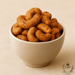 noix de cajou crème et oignons dans un bol pour l'apéritif