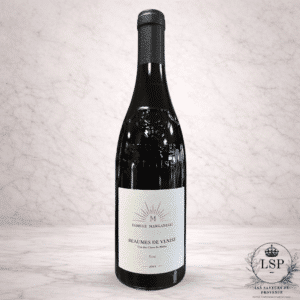 Bouteille Beaumes-de-Venise rouge bio 2022 cuvée René Famille Manganelli Grenache Syrah sols triassiques