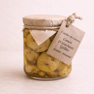 Pot cœurs d'artichauts grillés huile d'olive extra vierge jus citron aromates L'Atelier des Saveurs Carcès Var 445g