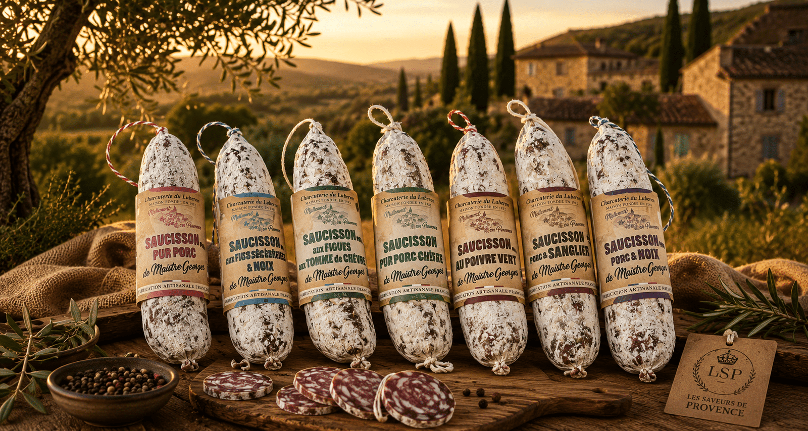 Saucissons artisanaux affinés — Charcuterie du Luberon, Maistre Georges